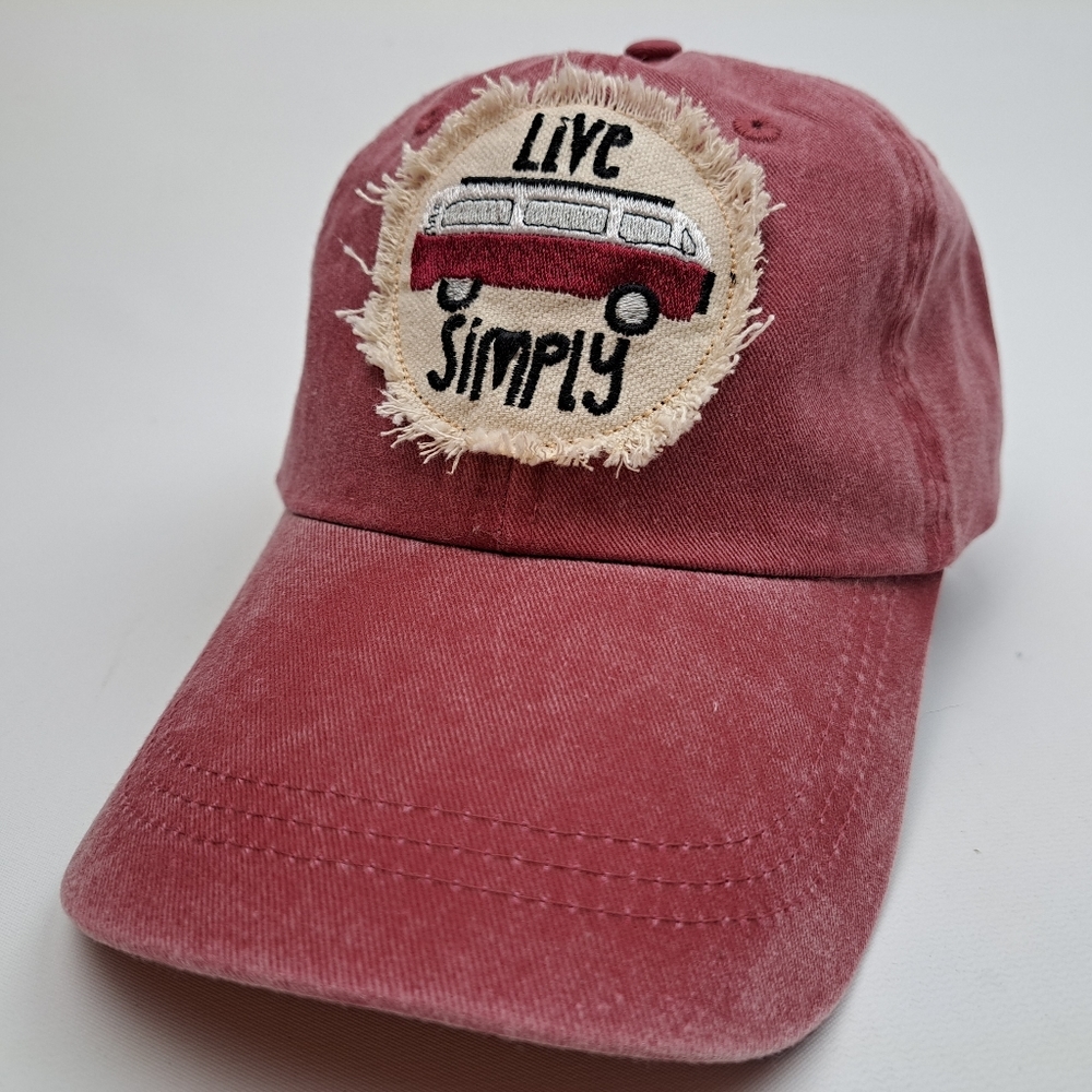 VW Bus Embroidered Frayed Patch Women's Hat Cap Washed Relaxed Cotton  Adjustabl